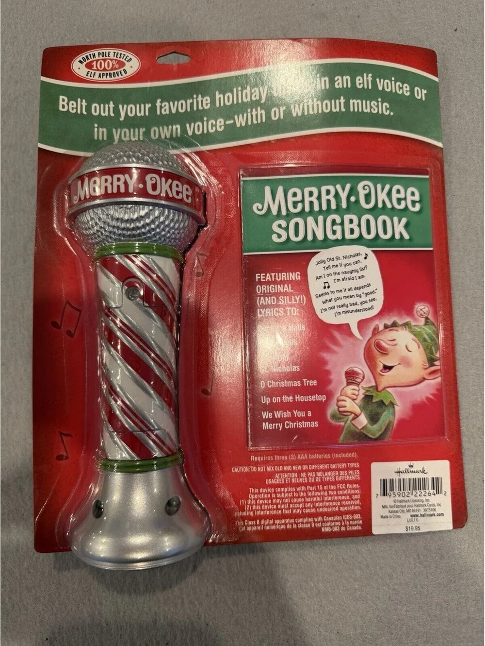Hallmark Party Merry Okee Christmas Elf Karaoke Microphone New Sealed